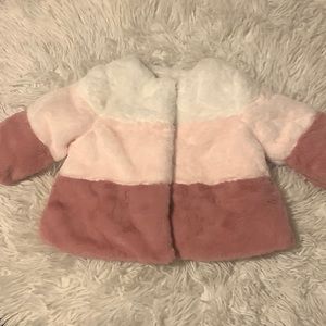 Baby Faux Fur Jacket (Pink/White)